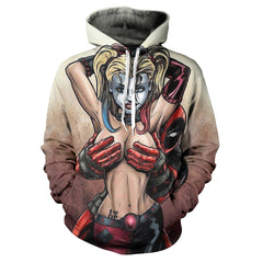Men's Funny Deadpool Digital Printed Long Sleeve Hoodie