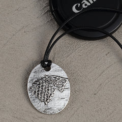 Stark Wolf Pendant Leather Rope Necklace
