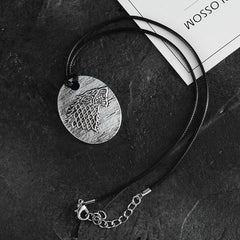 Stark Wolf Pendant Leather Rope Necklace