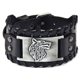 Men's Wolf Head Leather Bracelet