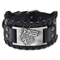 Men's Wolf Head Leather Bracelet
