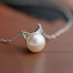 Cute Pearl Cat Ears Necklace