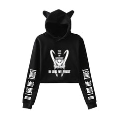 Lovely Women's LOKI Cat Ears Cropped Hoodie