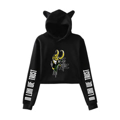 Lovely Women's LOKI Cat Ears Cropped Hoodie