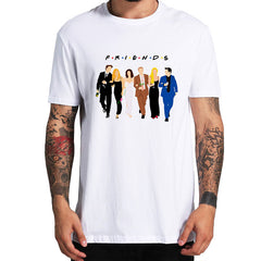 Unisex Casual Friends Crew Neck White T-shirt