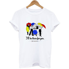 Unisex Casual Friends Crew Neck White T-shirt