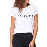 Unisex Casual Friends Crew Neck White T-shirt