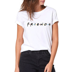 Unisex Casual Friends Crew Neck White T-shirt