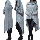 Chic Women's Solid Color Long Hooded Sweatshirt