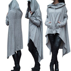 Chic Women's Solid Color Long Hooded Sweatshirt