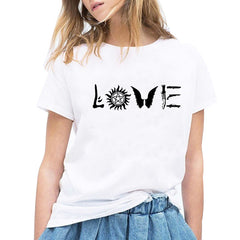 Women's Supernatural Short Sleeve White T-Shirt