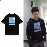 KEONHO Same Black Short-sleeved T-shirt Top