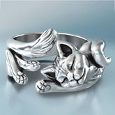 Retro Cat Totem Open Ring