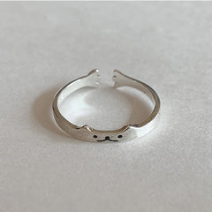 Cute Cat Silver Ring