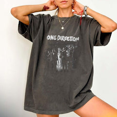 1D Retro Graphic Print Washed T-Shirt