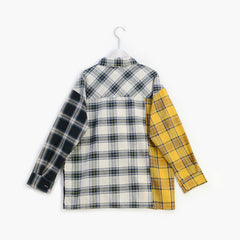 Korean Style Unisex SUGA Color-blocked Plaid Shirt