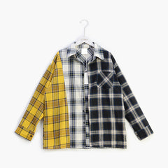 Korean Style Unisex SUGA Color-blocked Plaid Shirt