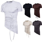 Men's Slim Irregular Braided Short-sleeved T-shirt