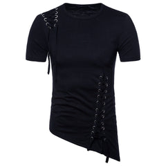 Men's Slim Irregular Braided Short-sleeved T-shirt