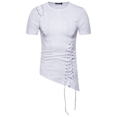 Men's Slim Irregular Braided Short-sleeved T-shirt