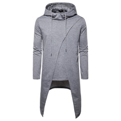 Men's Irregular Pullover Long Hooded Coat