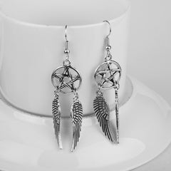 Creative Pentagram Wings Earrings