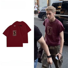 James Same Burgundy Short-sleeved T-shirt