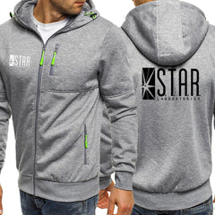 Men's Star Lab Printed Zipper Casual Sports Hoodie