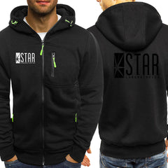 Men's Star Lab Printed Zipper Casual Sports Hoodie