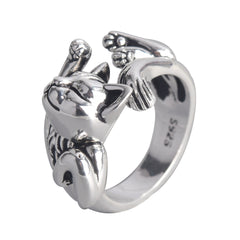 Retro Cat Totem Open Ring