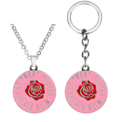 Letter Rose Keychain Necklace
