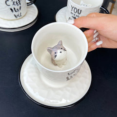 Ceramic Cat Mug with 3D Kitten Design