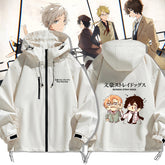 Casual Anime Graphic Print Zipper Hooded Jacket