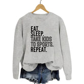 EAT SLEEP TAKE KIDS Printed Crew Neck Sweatshirt