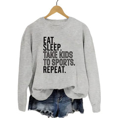EAT SLEEP TAKE KIDS Printed Crew Neck Sweatshirt
