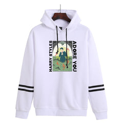 Women's Adore You Print Striped Hoodie