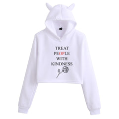 Letter Ears Cropped Hoodie