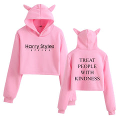 Letter Ears Cropped Hoodie