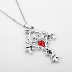 Vintage Vampire Sacred Heart Cross Necklace
