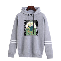 Women's Adore You Print Striped Hoodie