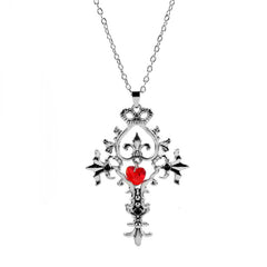 Vintage Vampire Sacred Heart Cross Necklace