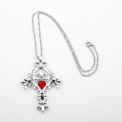 Vintage Vampire Sacred Heart Cross Necklace