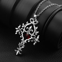 Vintage Vampire Sacred Heart Cross Necklace