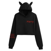 Letter Ears Cropped Hoodie