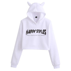 Letter Ears Cropped Hoodie