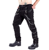 Casual Men's Gothic Punk Style Slim Pants