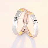 Sun and Moon Silver Couple Ring