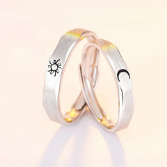 Sun and Moon Silver Couple Ring