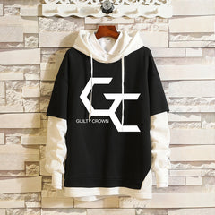 Men's Anime Print Fake Two Loose Hoodie