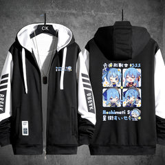 Unisex Vtuber Graphic Printed Zipper Hoodie